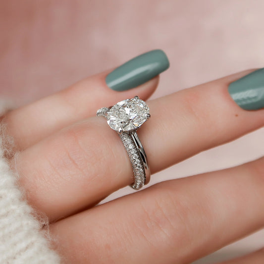 Moissanite 2.85 CT Oval Diamond Art Nouveau Anniversary Ring