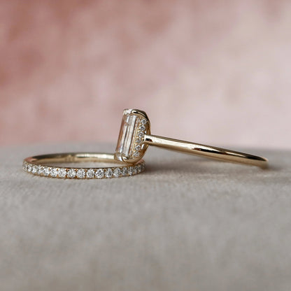 Moissanite 2.55 CT Emerald Diamond Victorian Engagement Ring