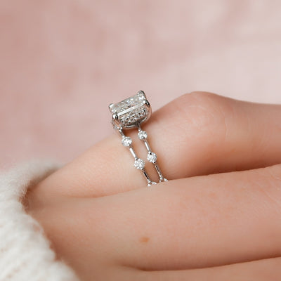 Moissanite 2.90 CT Radiant Diamond Art Deco Wedding Ring