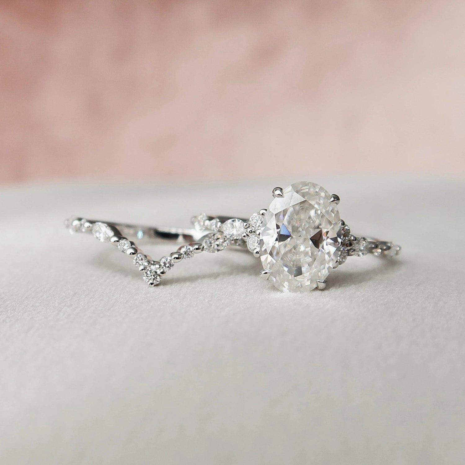 Moissanite 3.0 CT Oval Diamond Mid-Century Handmade Ring