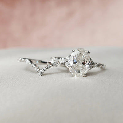 Moissanite 3.0 CT Oval Diamond Mid-Century Handmade Ring