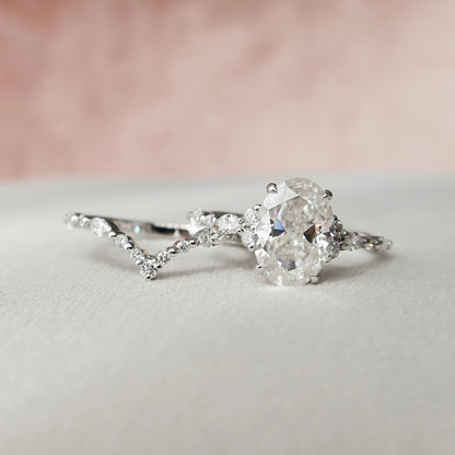 Moissanite 3.0 CT Oval Diamond Mid-Century Handmade Ring