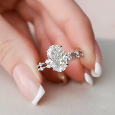 Moissanite 3.50 CT Oval Diamond Minimalist Anniversary Ring