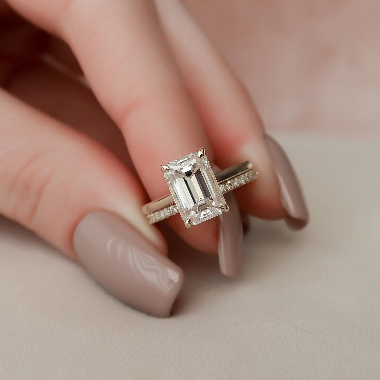 Moissanite 3.0 CT Emerald Diamond Boho &amp; Hippie Handmade Ring