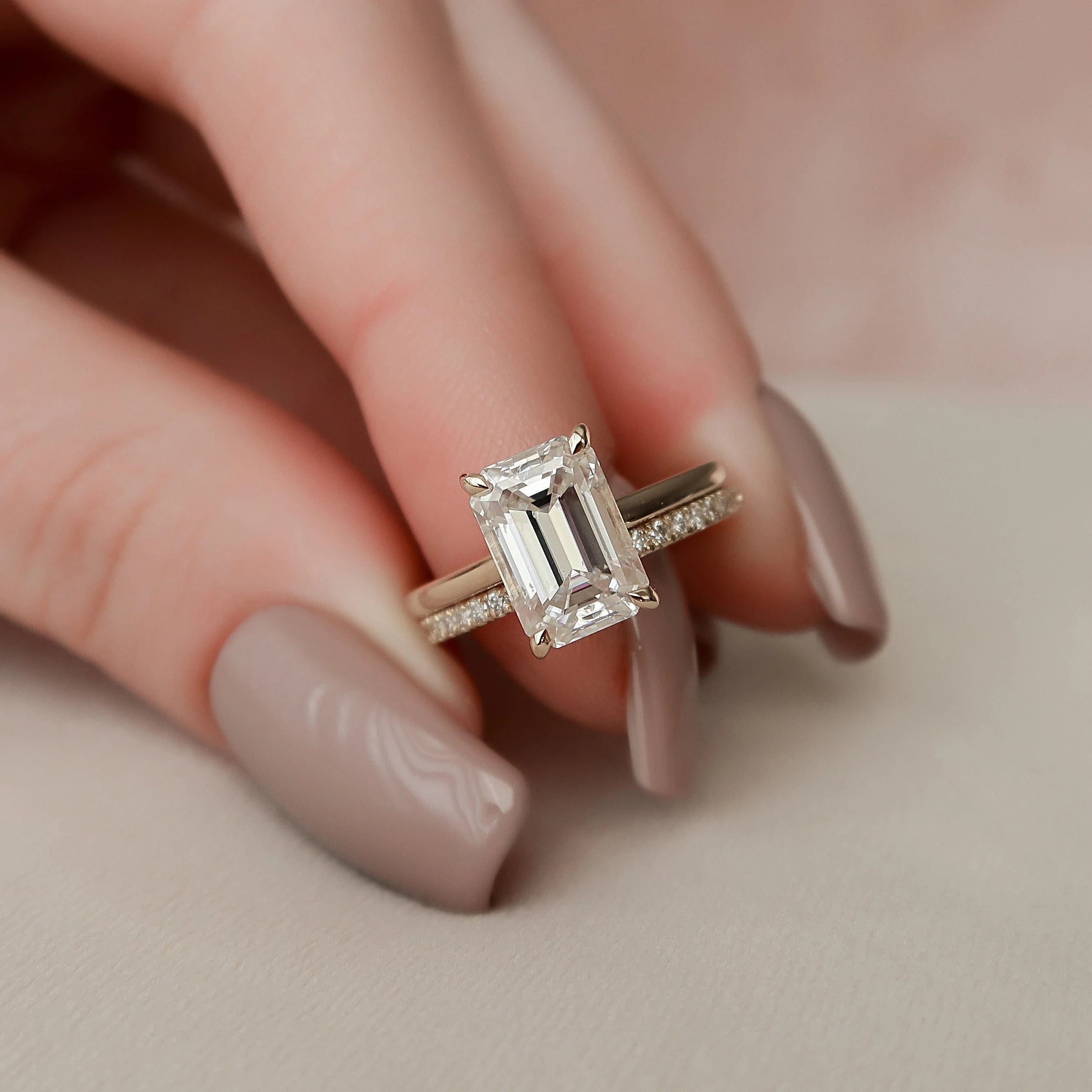 Moissanite 3.0 CT Emerald Diamond Boho &amp; Hippie Handmade Ring