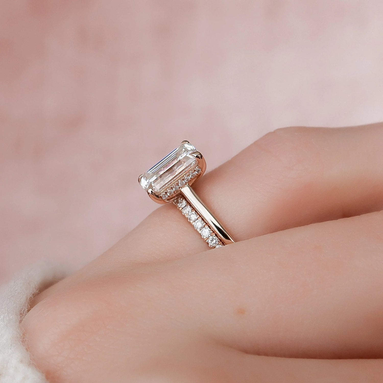 Moissanite 3.0 CT Emerald Diamond Boho &amp; Hippie Handmade Ring