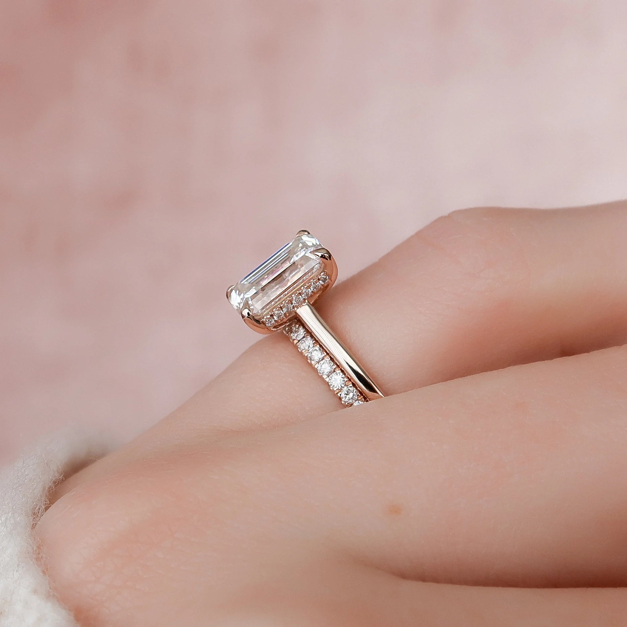 Moissanite 3.0 CT Emerald Diamond Boho &amp; Hippie Handmade Ring