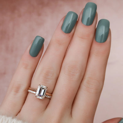 Moissanite 3.0 CT Emerald Diamond Boho & Hippie Handmade Ring