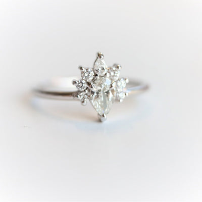 Moisaanite 2.50CT Pear Diamond Art Nouveau Handmade Ring