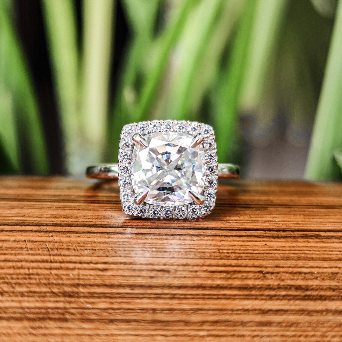 Moisaanite 3.0CT Cushion Diamond Boho & Hippie Engagement Ring