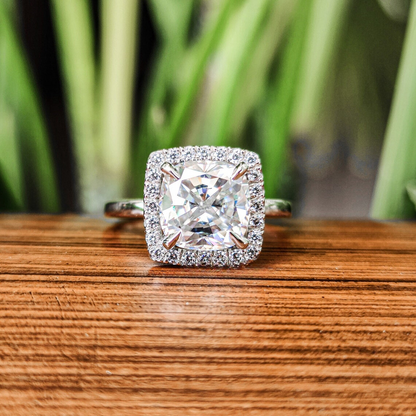 Moisaanite 3.0CT Cushion Diamond Boho &amp; Hippie Engagement Ring