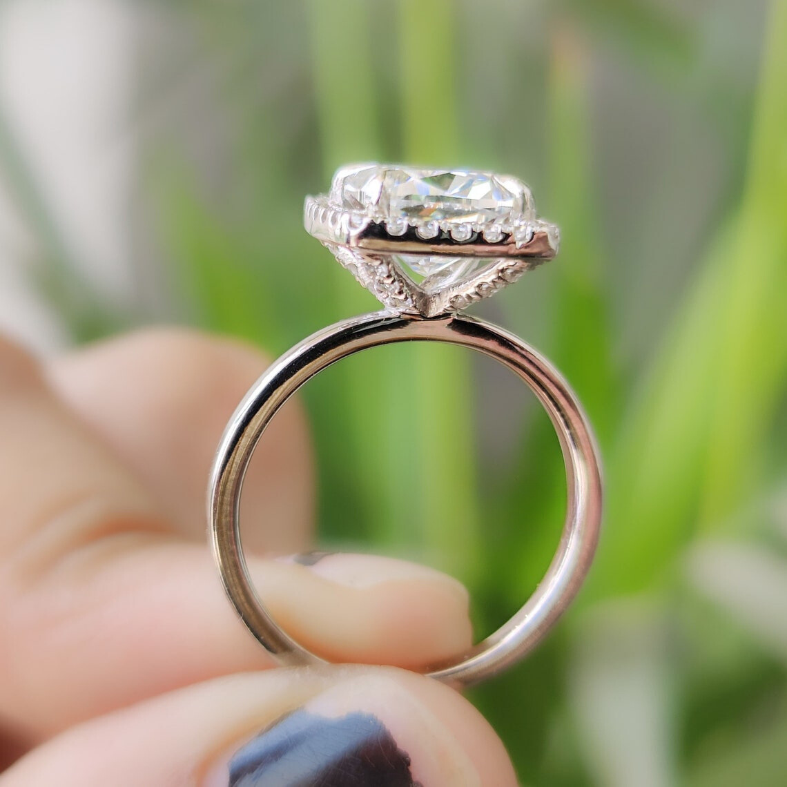 Moisaanite 3.0CT Cushion Diamond Boho &amp; Hippie Engagement Ring