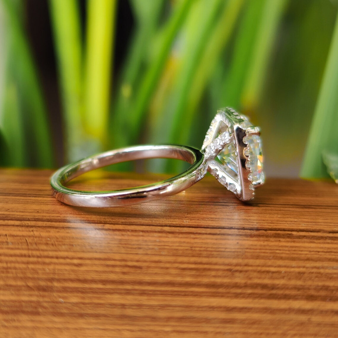 Moisaanite 3.0CT Cushion Diamond Boho &amp; Hippie Engagement Ring