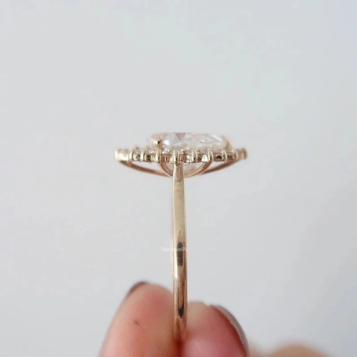 Moisaanite 3.0CT Pear Diamond Brutalist Engagement Ring