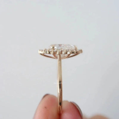 Moisaanite 3.0CT Pear Diamond Brutalist Engagement Ring