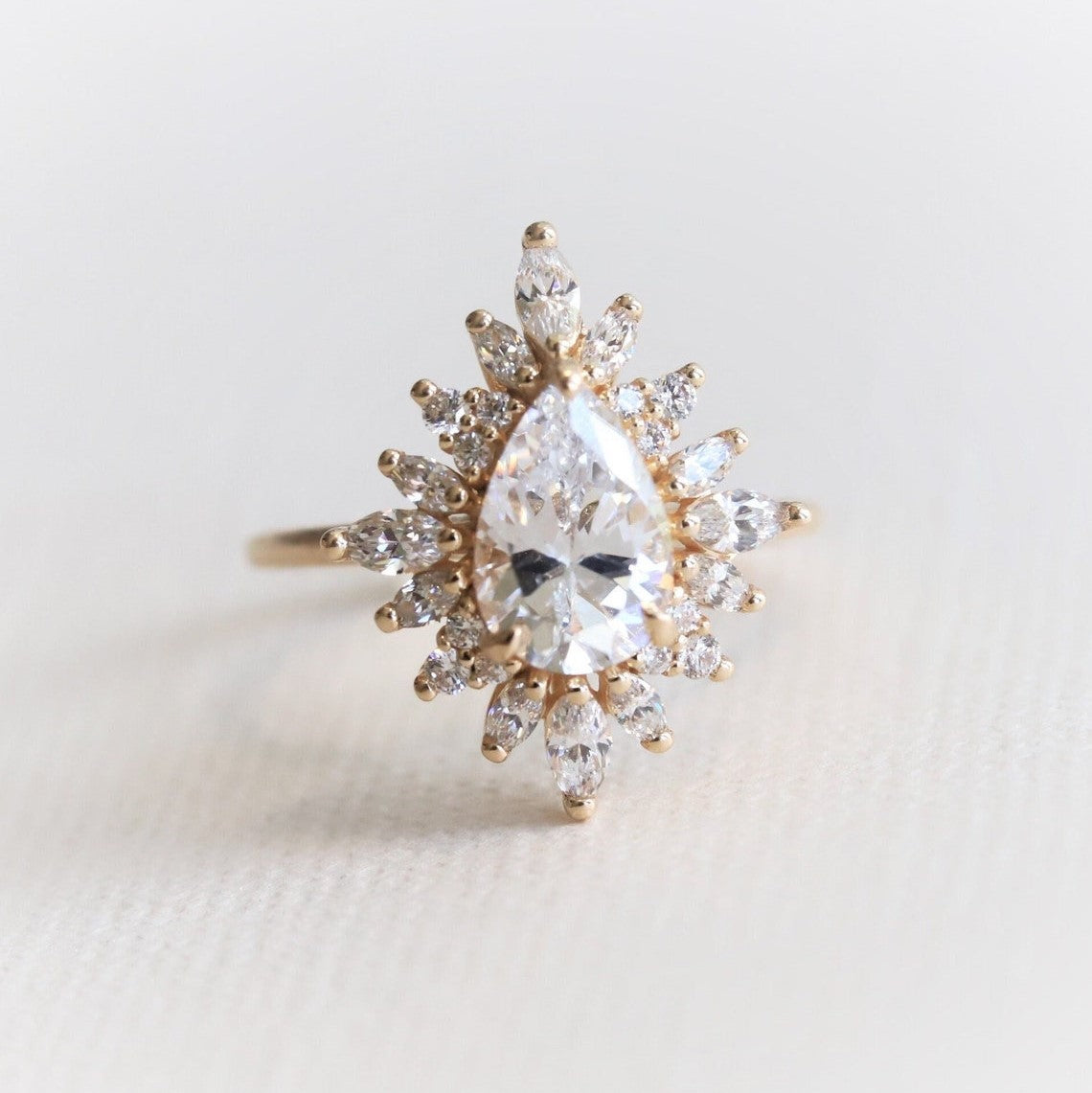 Moisaanite 2.25CT Pear Diamond Edwardian Anniversary Ring