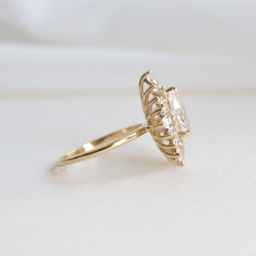 Moisaanite 2.25CT Pear Diamond Edwardian Anniversary Ring