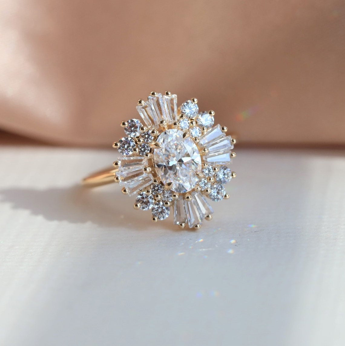 Moisaanite 2.85CT Oval Diamond Gothic Wedding Ring