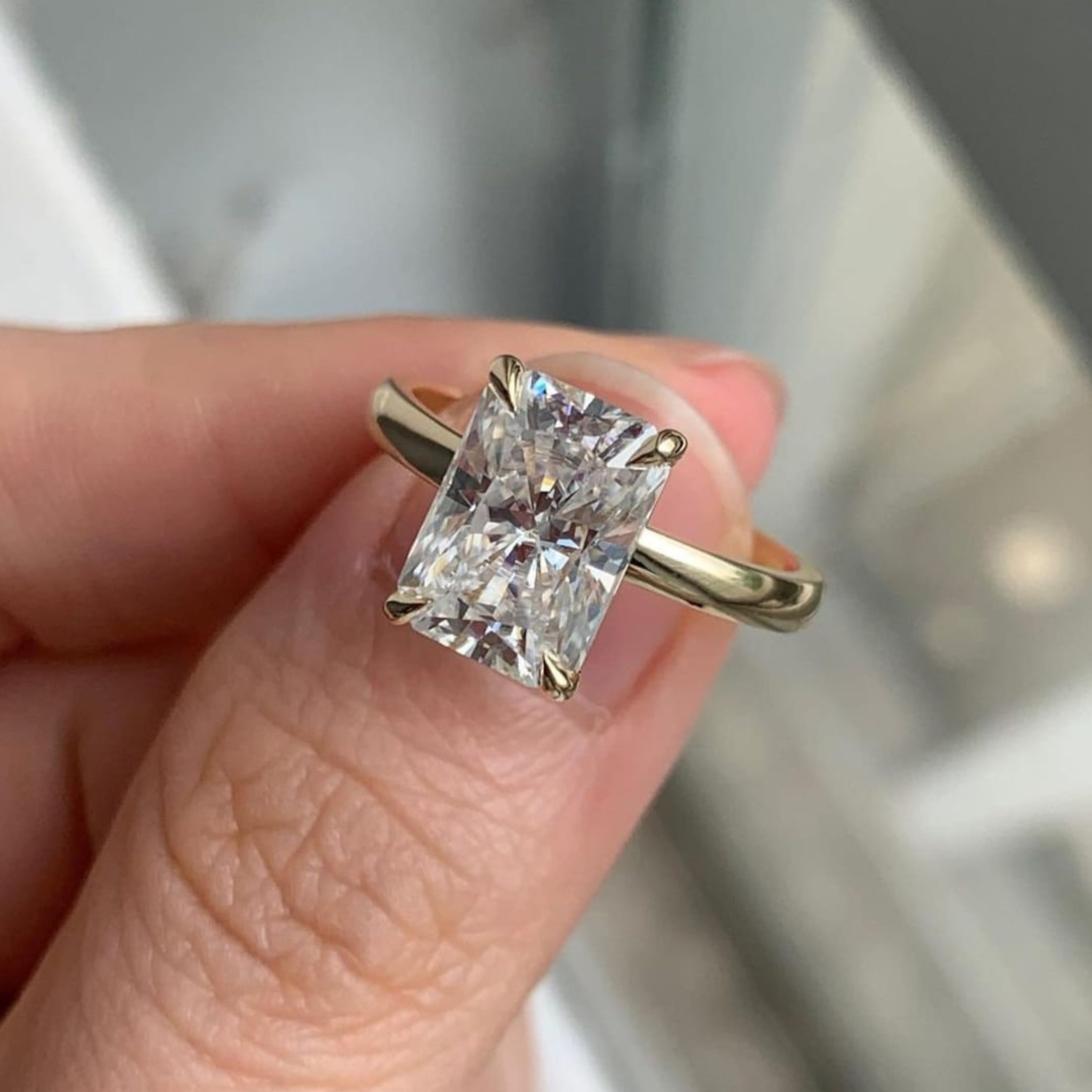 Moissanite 2.10CT Radiant Diamond Edwardian Anniversary Ring