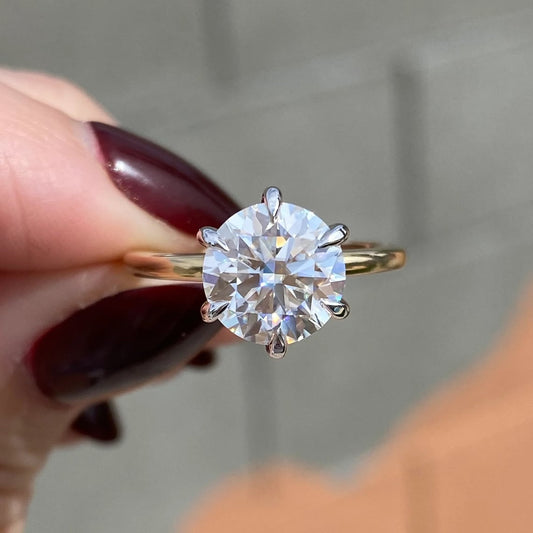 Moissanite 1.90CT Round Diamond Art Deco Unique Engagement Ring