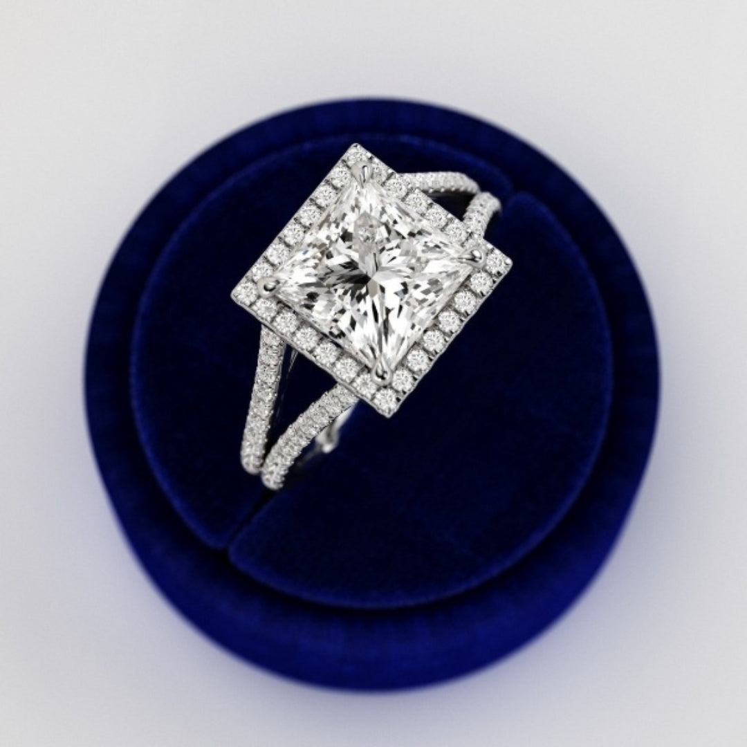 Moissanite 3.93 CT Princess Diamond Art Deco Handmade Ring