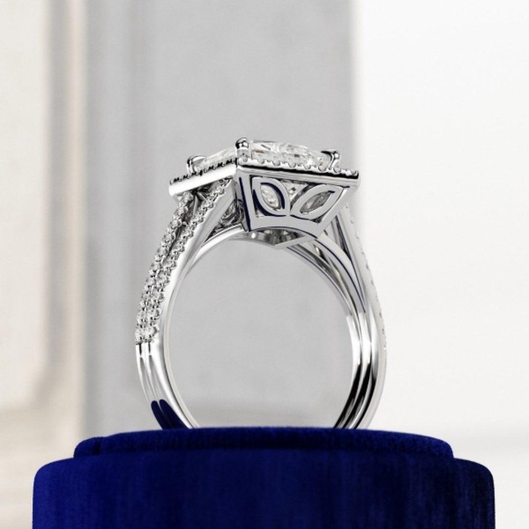 Moissanite 3.93 CT Princess Diamond Art Deco Handmade Ring