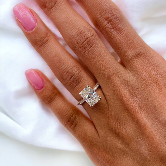 Moissanite 2.90CT Radiant Diamond Art Deco Unique Engagement Ring - IBIZ Jewel