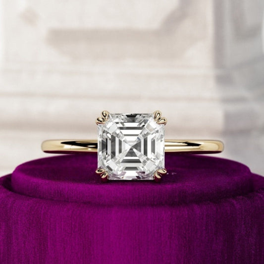 Moissanite 2.19 CT Asscher Diamond Boho Handmade Ring