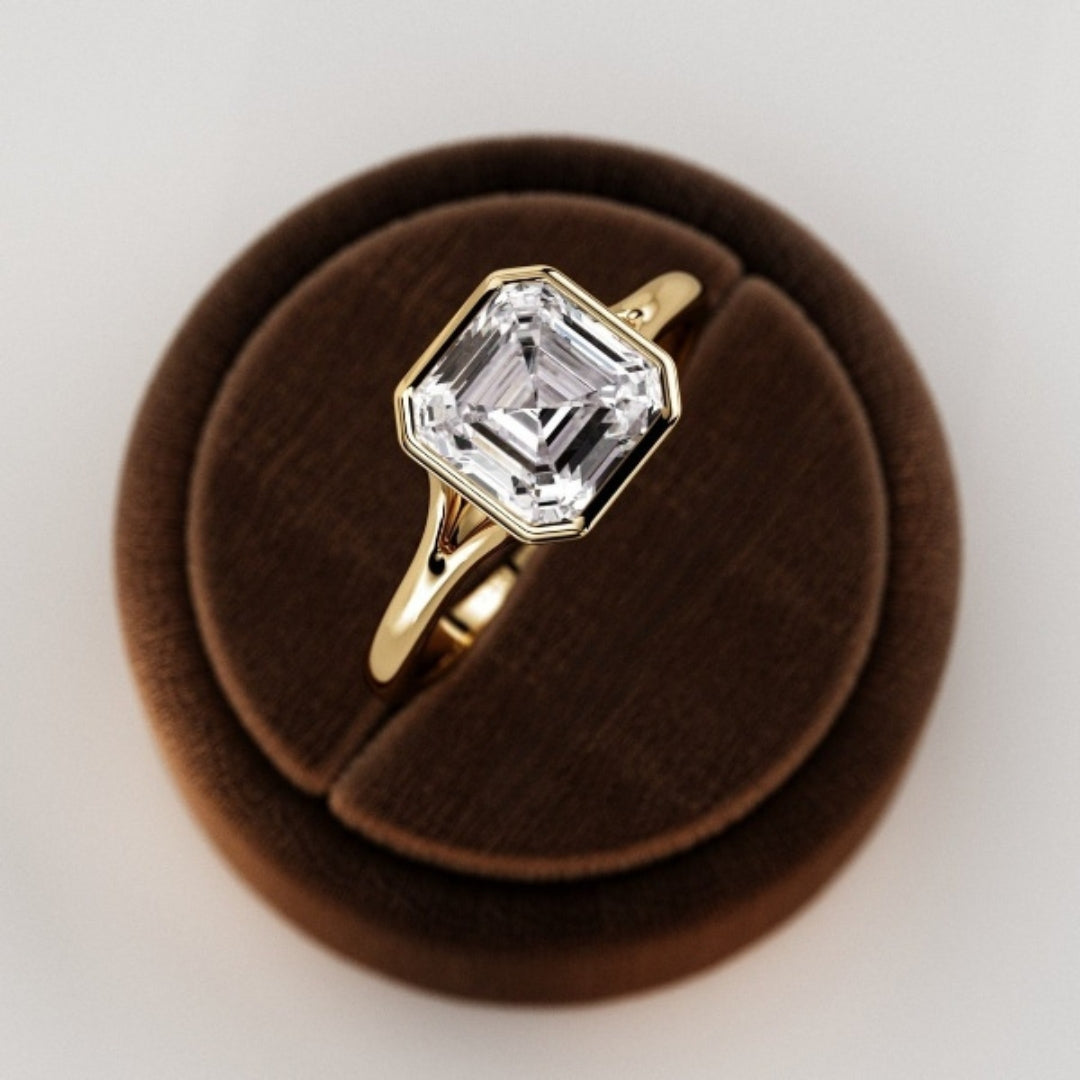 Moissanite 2.05 CT Asscher Diamond Art Nouveau Anniversary Ring