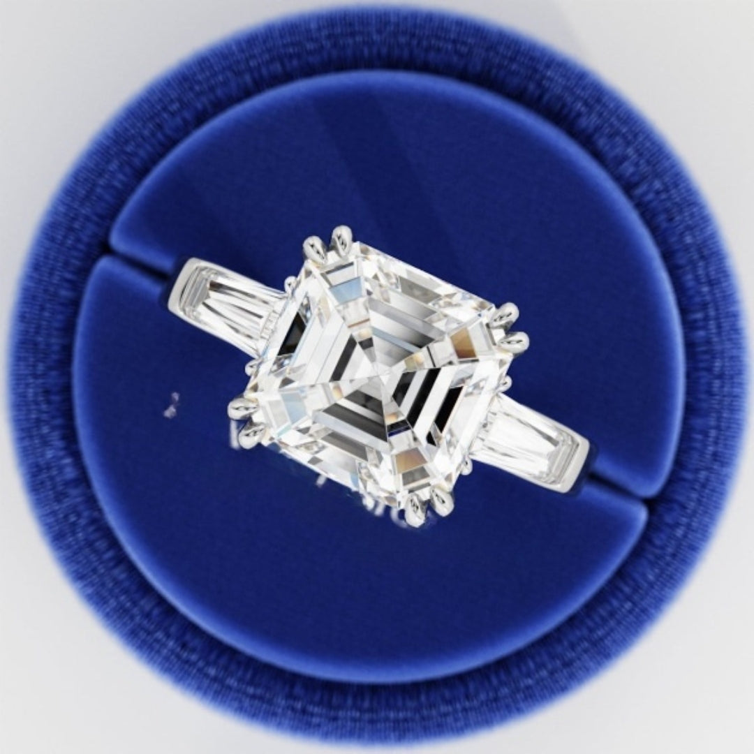 Moissanite 3.87 CT Asscher Diamond Celtic Engagement Ring