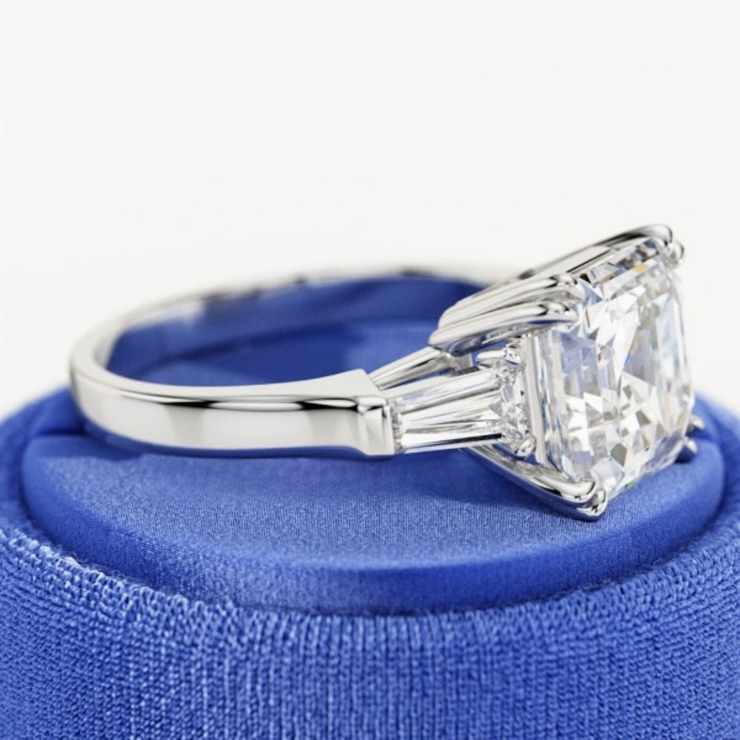 Moissanite 3.87 CT Asscher Diamond Celtic Engagement Ring