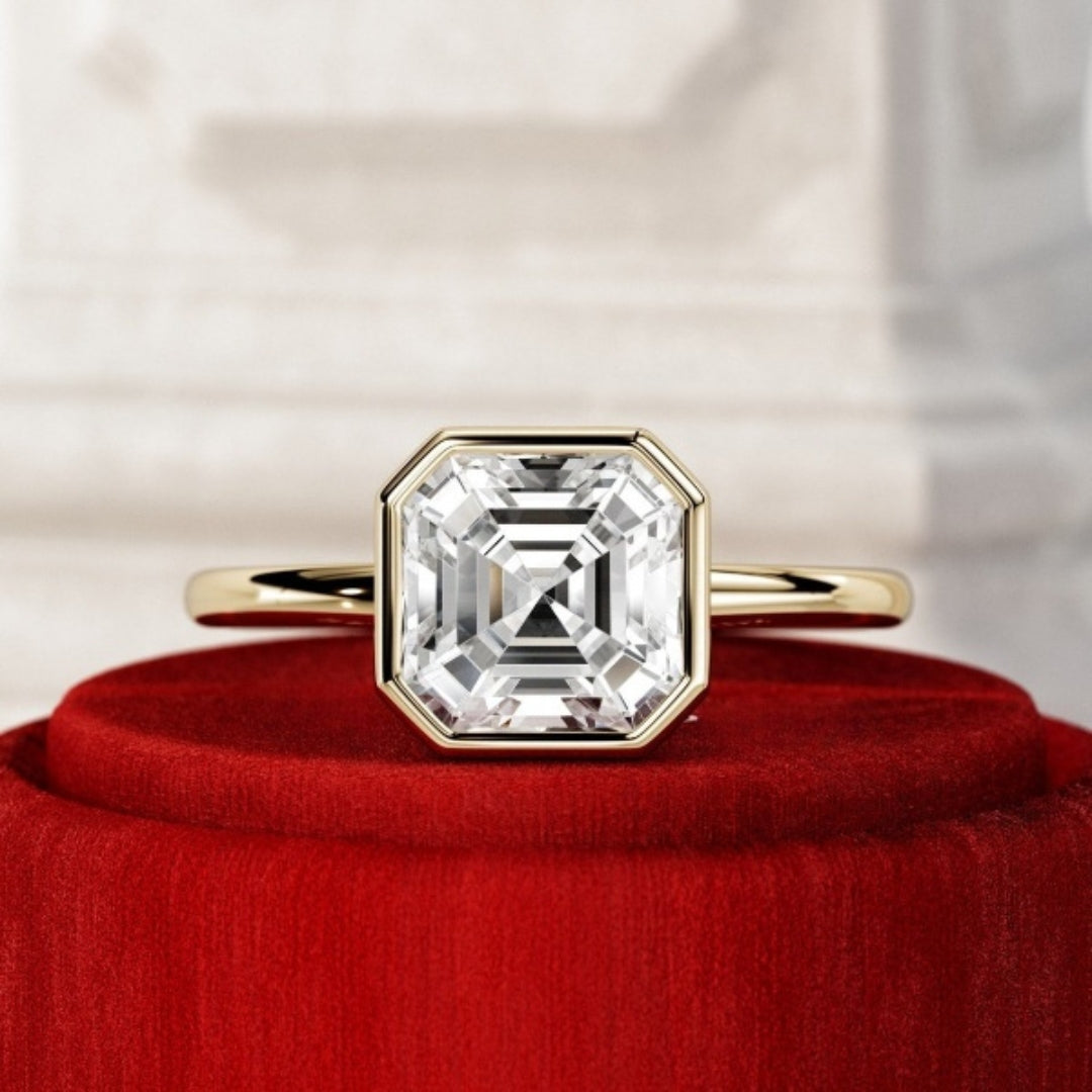 Moissanite 2.34CT Asscher Diamond minimalist Handmade Ring