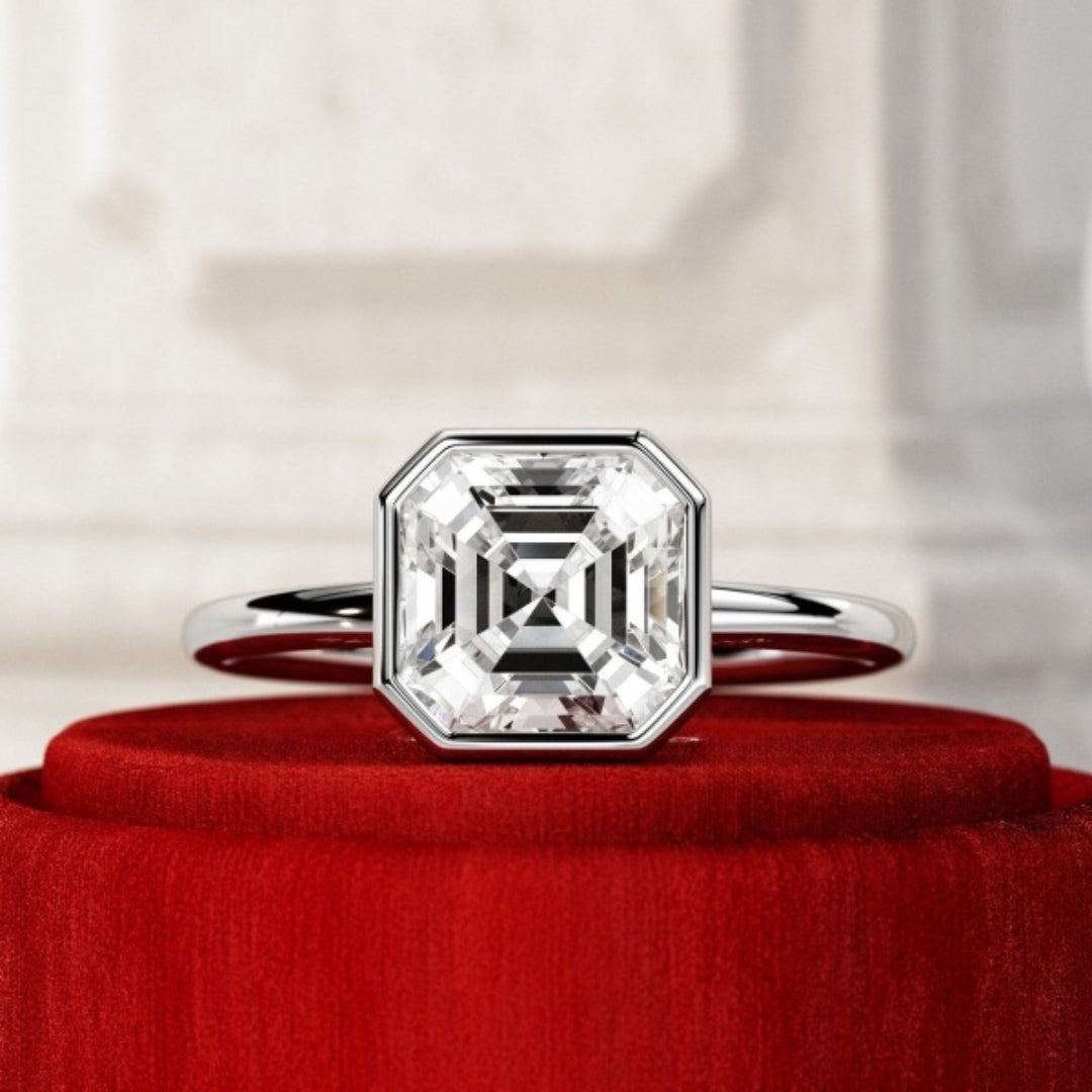 Moissanite 2.34CT Asscher Diamond minimalist Handmade Ring