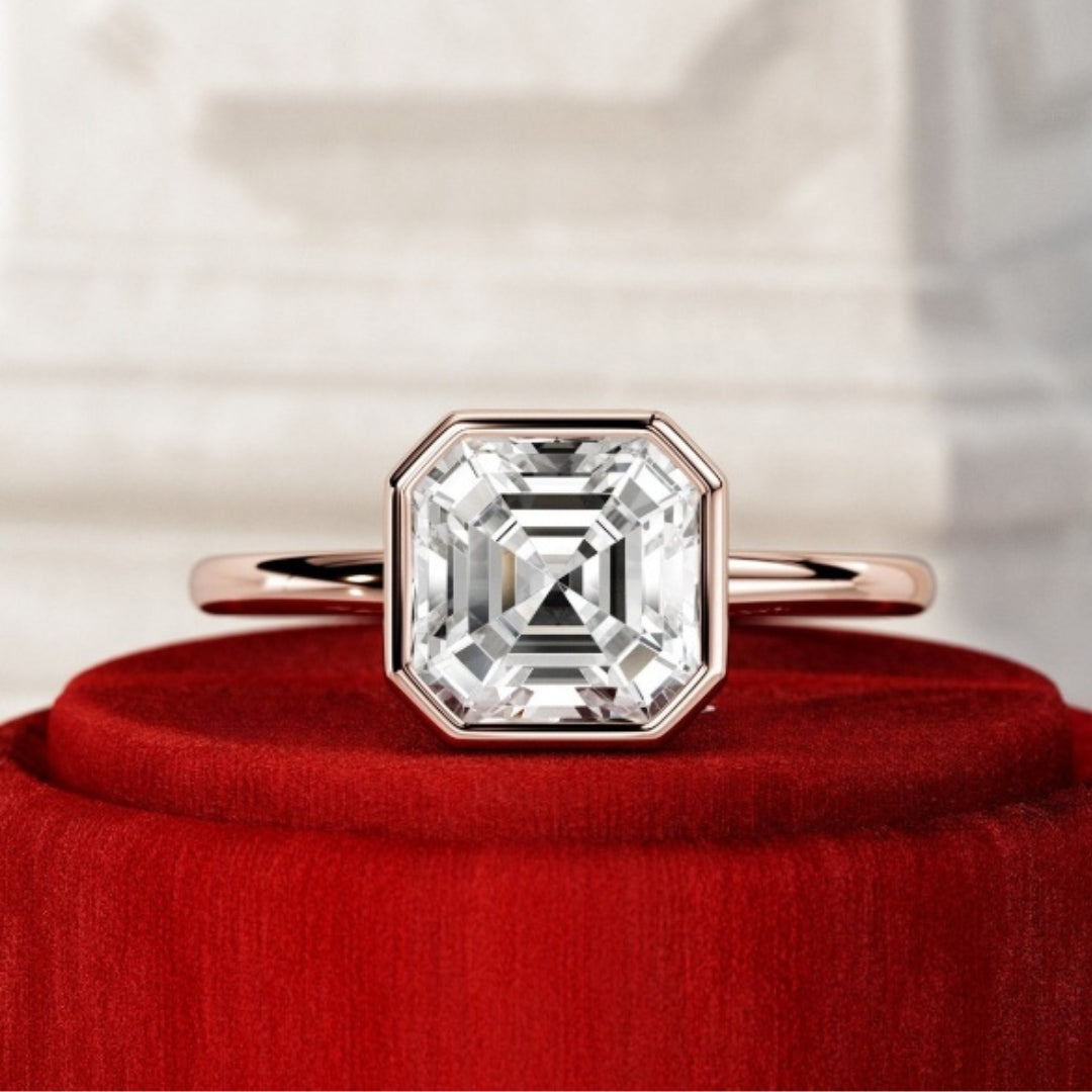 Moissanite 2.34CT Asscher Diamond minimalist Handmade Ring