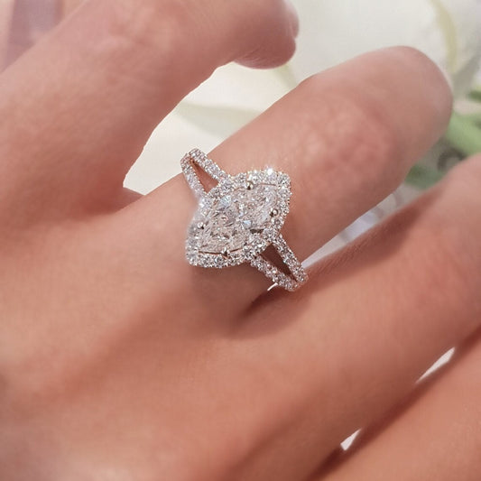 Moissanite 3.79CT Marquise Diamond Art Deco Handmade Ring - IBIZ Jewel