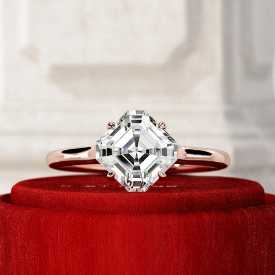 Moissanite 1.89CT Asscher Diamond Minimalist Handmade Ring