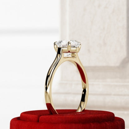 Moissanite 1.89CT Asscher Diamond Minimalist Handmade Ring