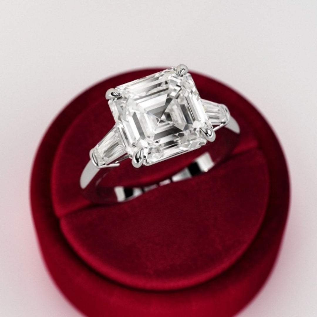 Moissanite 3.57 CT Asscher Diamond Art Deco Engagement Ring