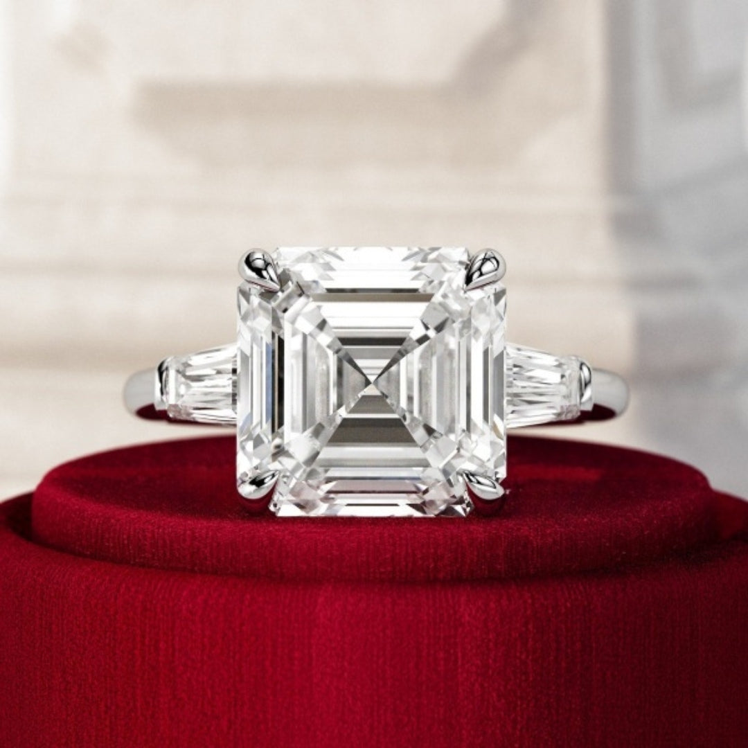 Moissanite 3.57 CT Asscher Diamond Art Deco Engagement Ring