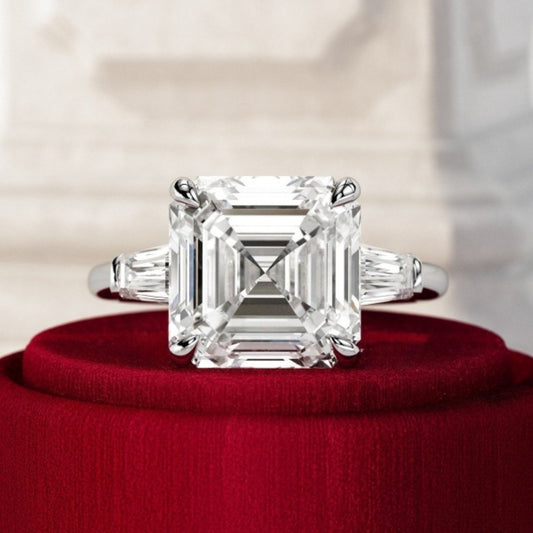 Moissanite 3.57 CT Asscher Diamond Art Deco Engagement Ring