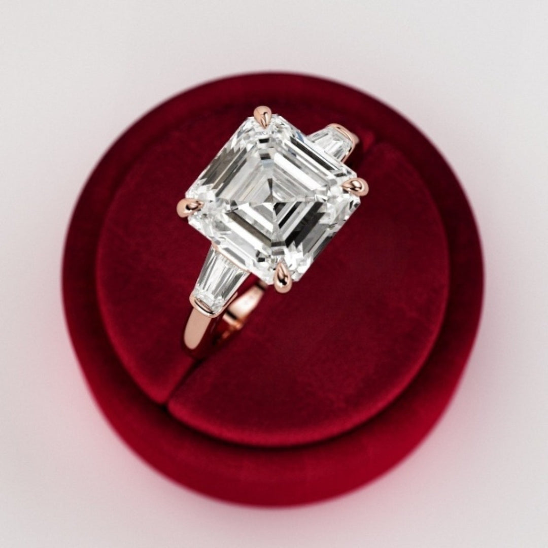 Moissanite 3.57 CT Asscher Diamond Art Deco Engagement Ring