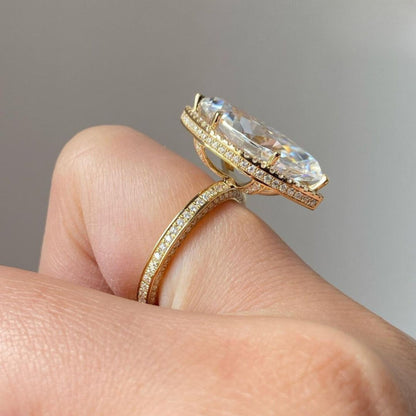 Moissanite 3.60CT Marquise Diamond Art Deco Handmade Ring