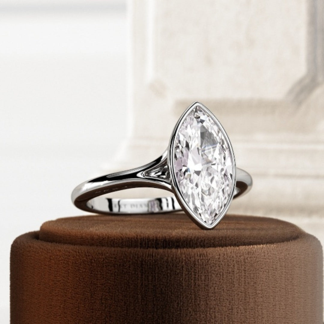 Moissanite 2.84 CT Marquise Diamond Minimalist Anniversary Ring