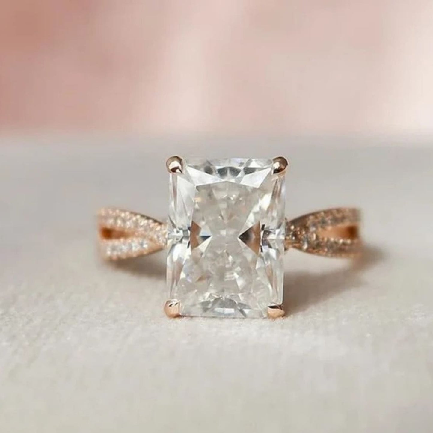 Moissanite 2.40CT Radiant Diamond Minimalist Unique Handmade Ring