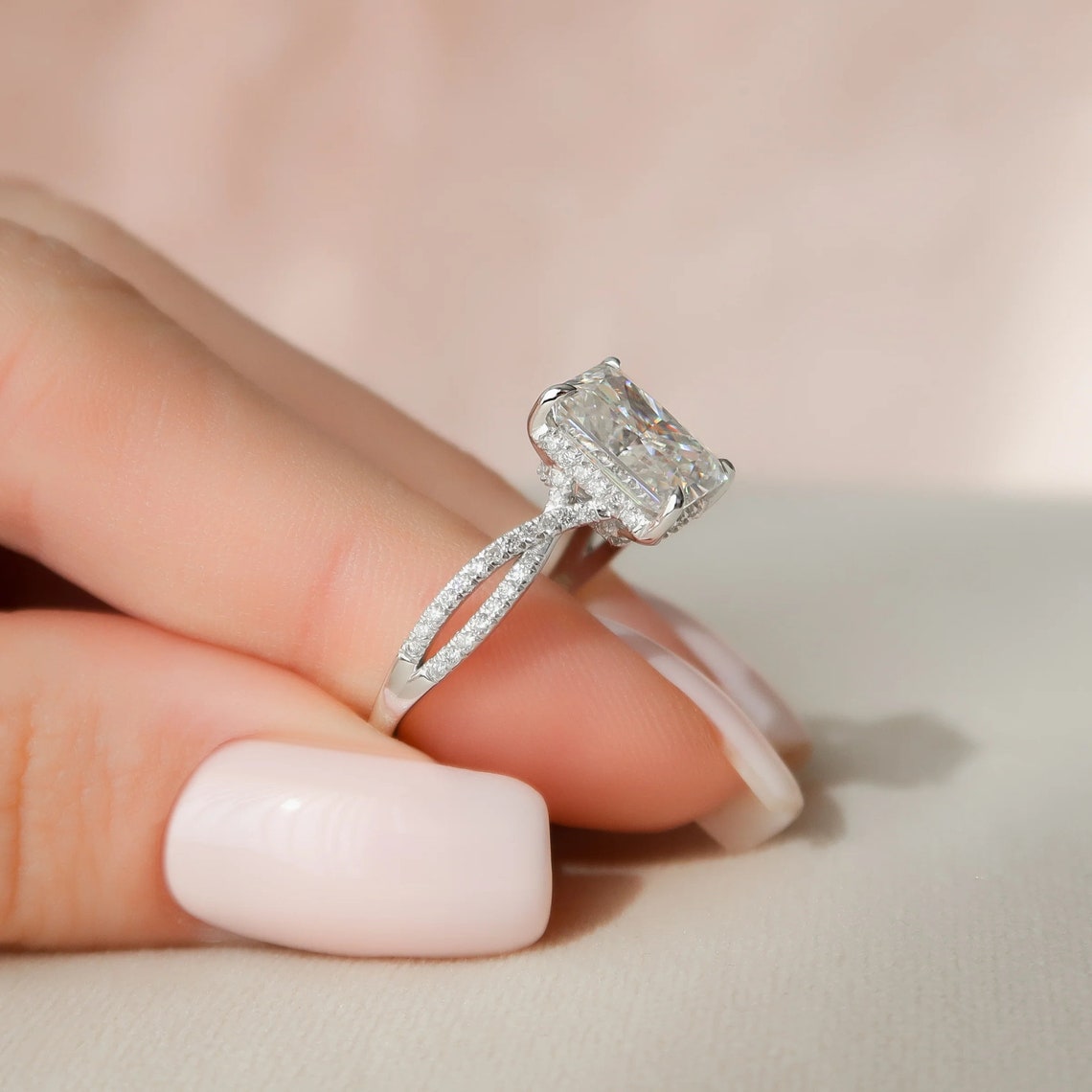 Moissanite 2.40CT Radiant Diamond Minimalist Unique Handmade Ring