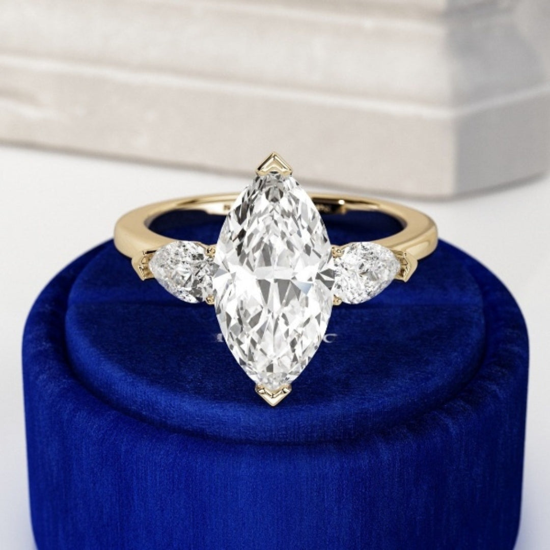 Moissanite 3.52 CT Marquise Diamond Victorian Anniversary Ring