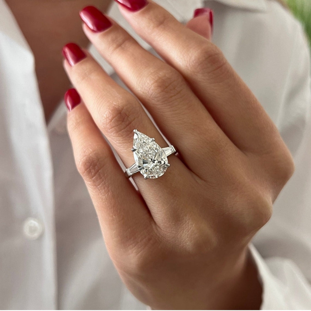 Moissanite 3.66 CT Pear Diamond Edwardian Anniversary Ring