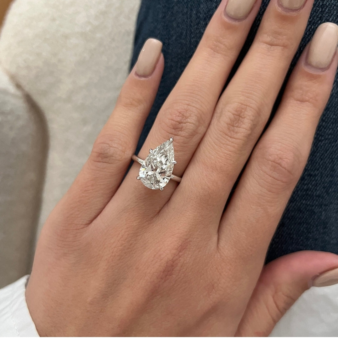 Moissanite 3.32 CT Pear Diamond Boho Engagement Ring