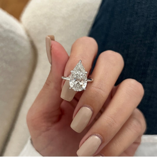 Moissanite 3.32 CT Pear Diamond Boho Engagement Ring