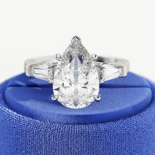 Moissanite 3.95 CT Pear Diamond Victorian Handmade Ring